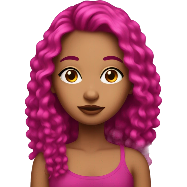 Pretty girl with eyeliner and long, magenta pink, thick hair emoji