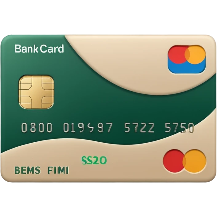 light beige bank card with dark green design elements emoji
