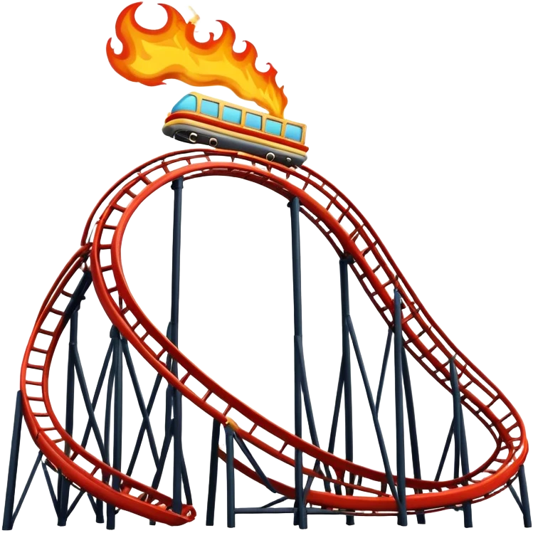 Roller coaster with fire emoji