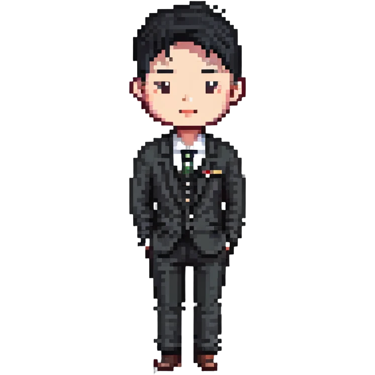 Korean man with stylish haircut and fashion emoji
