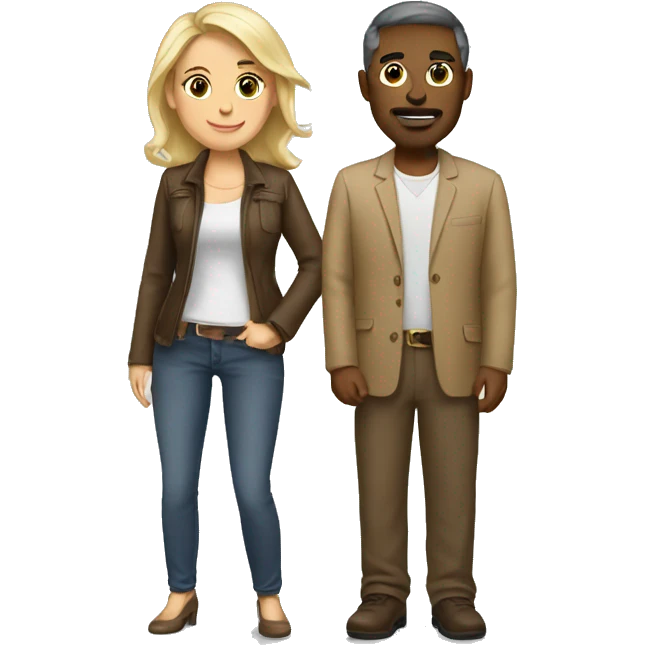 Brunette wife blonde & brown husband emoji