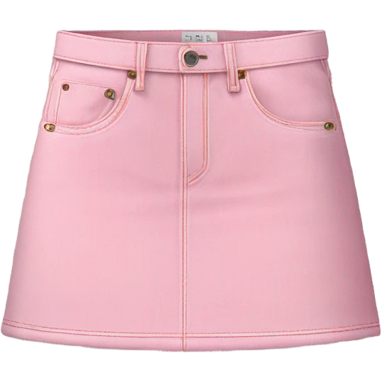 Realistic A-line high waisted pink denim skirt, isolated emoji