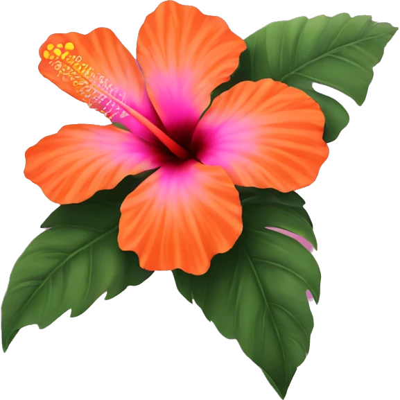 One Orange and pink hibiscus flower emoji