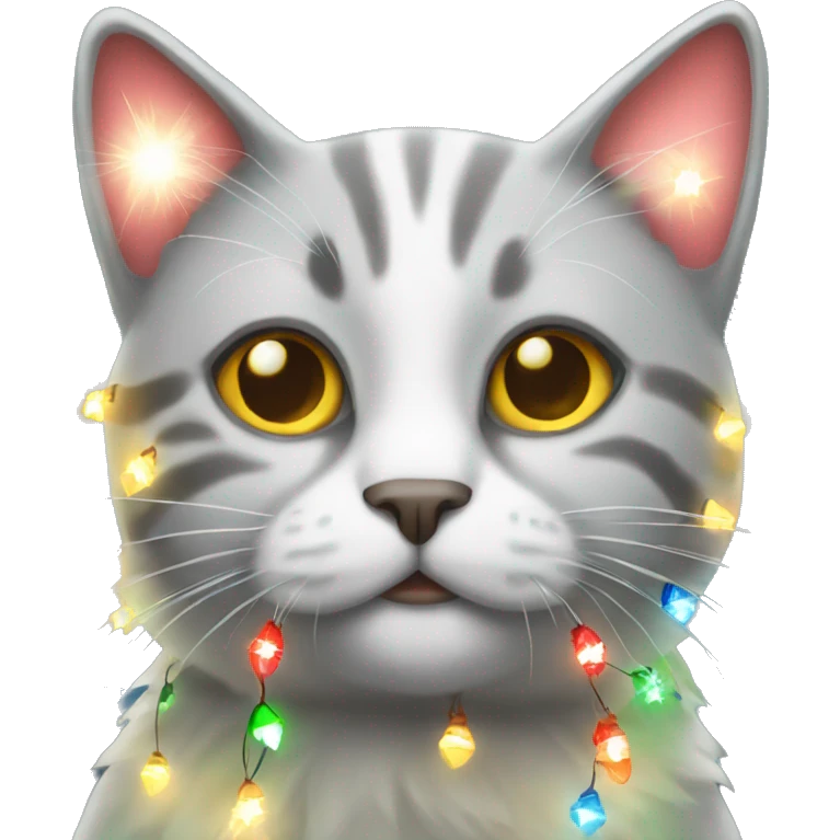 Christmas cat covered in Christmas lights  emoji