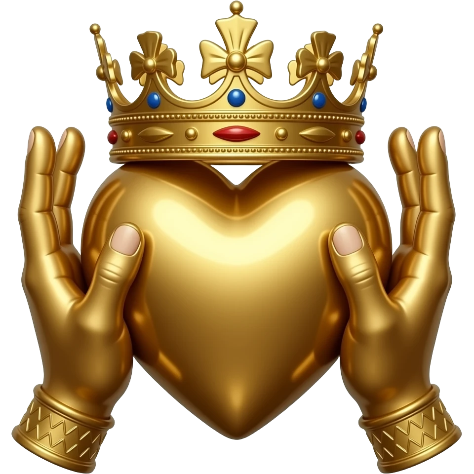 Simple Minds logo - two bronze hands holding a richly ornamented bronze heart with a richly decorated royal crown on their fingers emoji