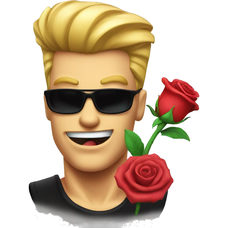 johnny bravo with a rose in his mouth emoji