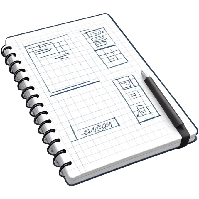 a notebook with lots of technical sketches emoji