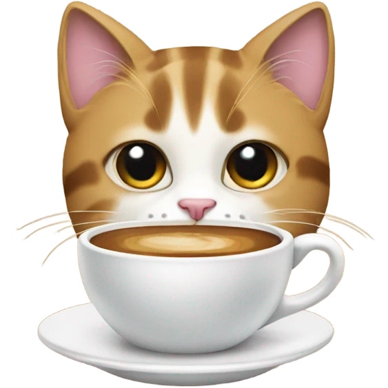 Cat with a coffee emoji