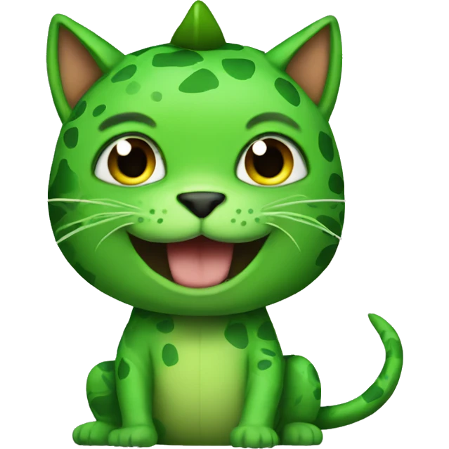 Cat wearing green dinosaur costume emoji