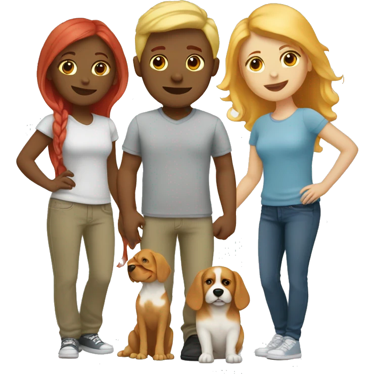 Lesbian couple blonde and redhead with dog emoji