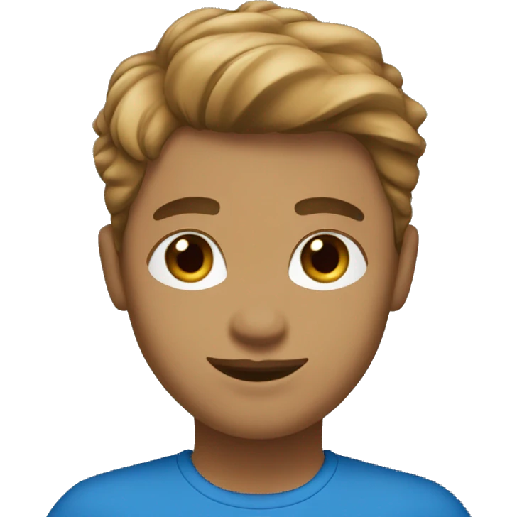 Medium light brown with french hair and a blue top emoji