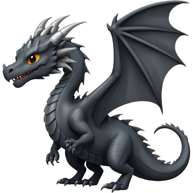 a minimalistic simple dark gray dragon emoji