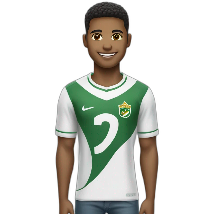 Um menino com a camisa do Santos emoji