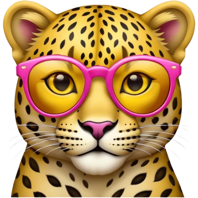 Un leopardo con gafas de sol rosas emoji