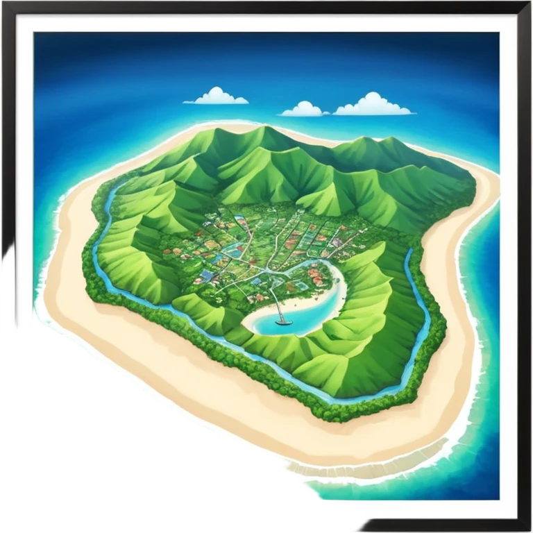 Guadeloupe dans sa forme géographique réelle, vue du dessus emoji