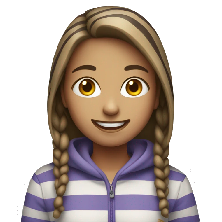 smiling girl with striped hoodie emoji
