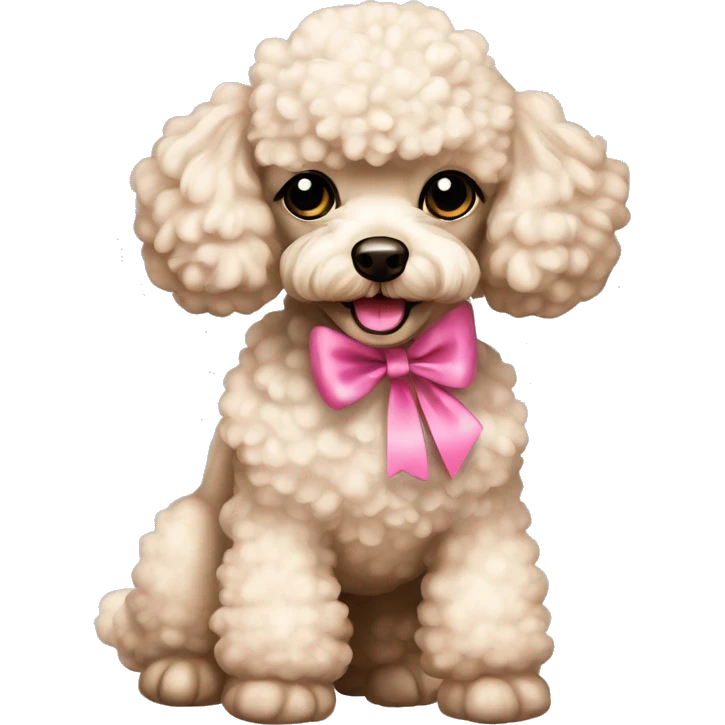 cream toy poodle with pink bow emoji