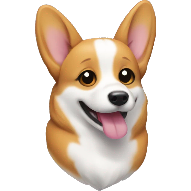 Smiling Corgi with flower coming out of head  emoji