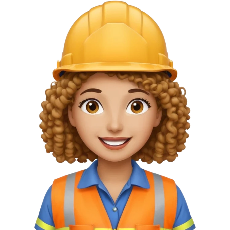 surprised construction worker curly haired woman wearing ppe emoji