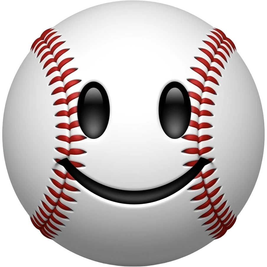 Baseball with superimposed smile face emoji