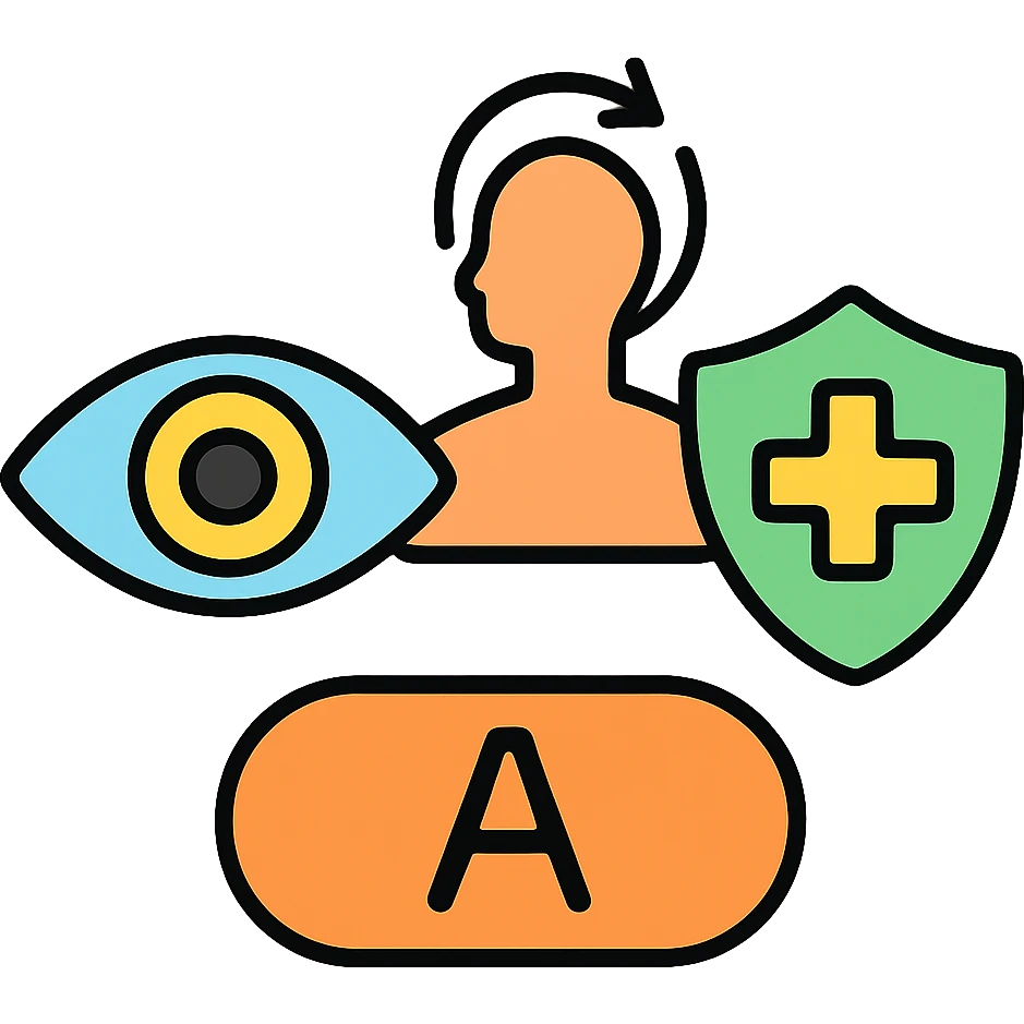 Vitamin A benefits: healthy eye, regenerating skin, and immune system shield emoji