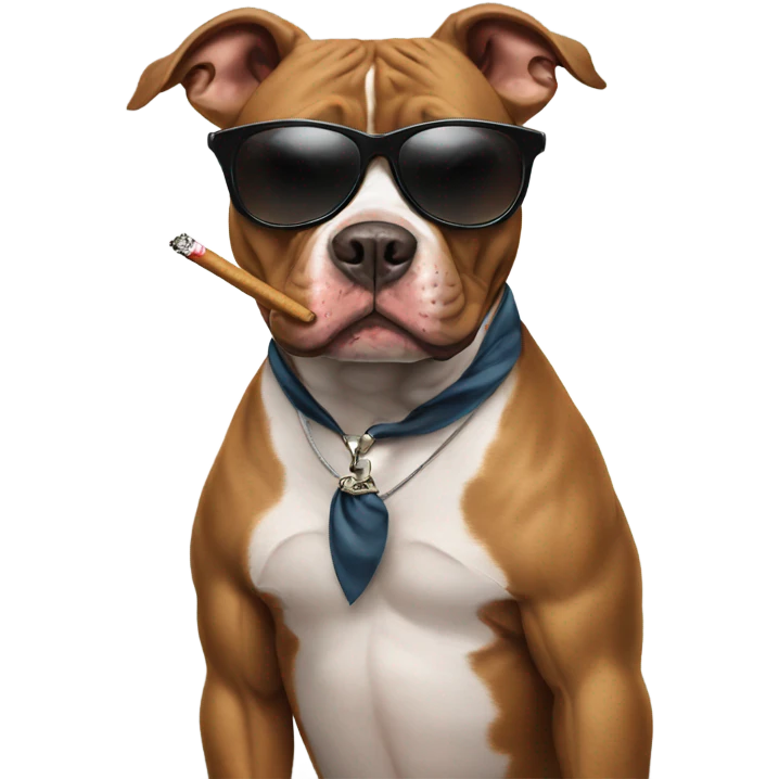 Pitbull with sunglasses smoking a cigarette emoji