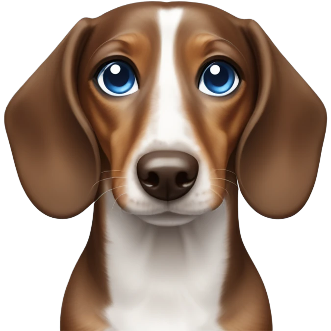 Brown and white dachshund with one blue eye  emoji