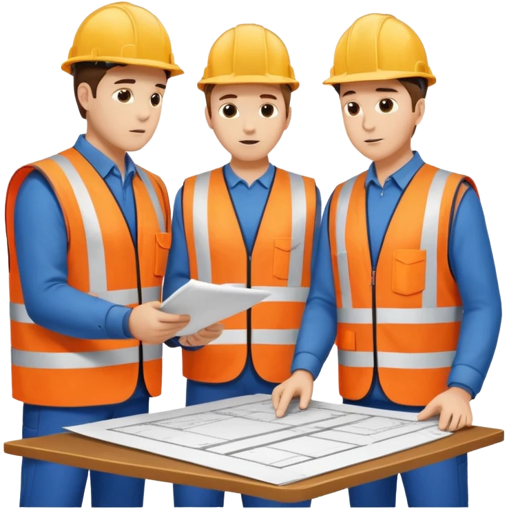 group of railway engineers behing a table emoji