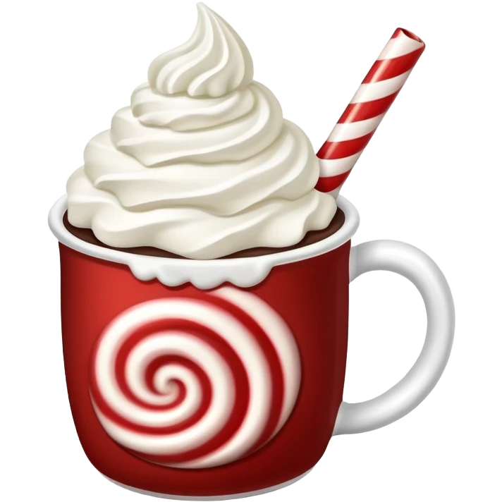Steaming peppermint hot cocoa in a festive holiday mug emoji