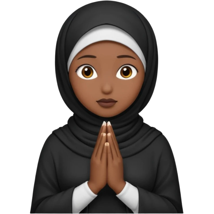 darkskin muslim black woman praying with dark hijab emoji
