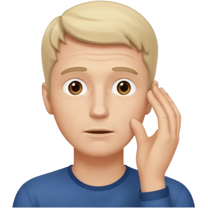 white guy looking up, hand on face emoji