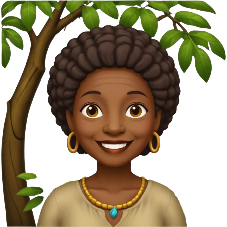 an old black woman with jungle tree emoji