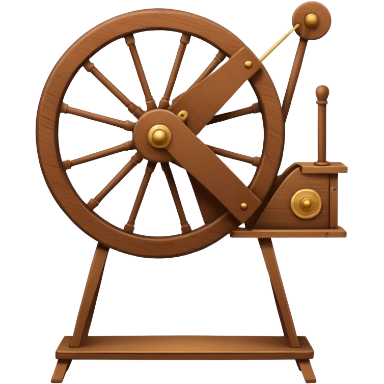 I want a traditional spinning wheel, with the wheel on the right or left and the flyer on the opposite. Shown from the side. there is only one wheel the other side has the flyer. go to websites containing traditional spinning wheels for reference. emoji