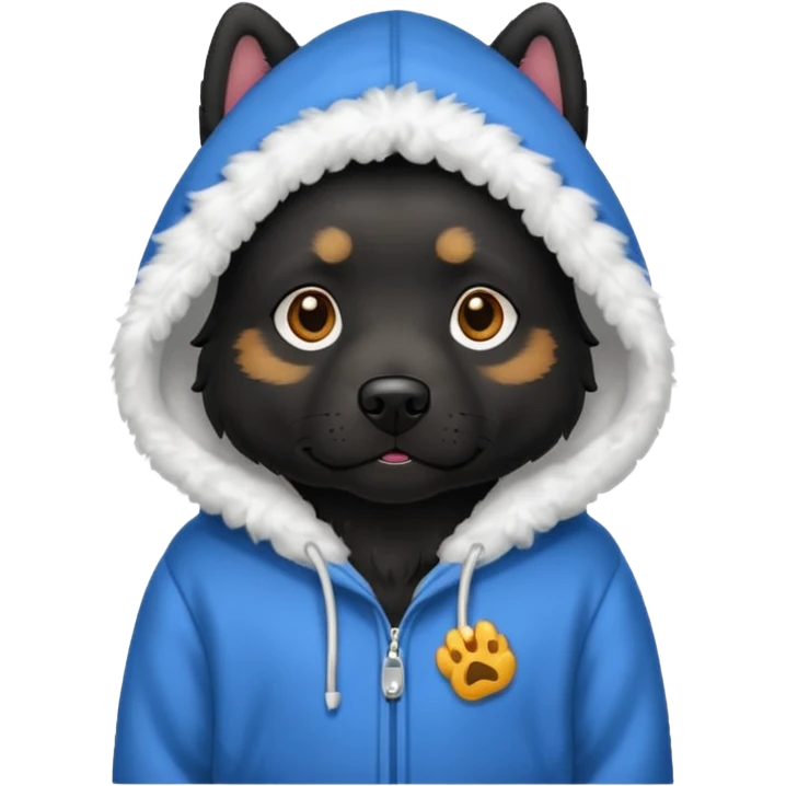Black dog wearing a hoodie  emoji