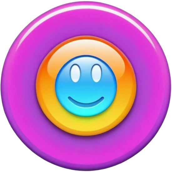 A round psychedelic colored button with bezeled edges emoji