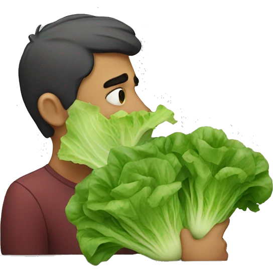  a depressed man kissing lettuce emoji