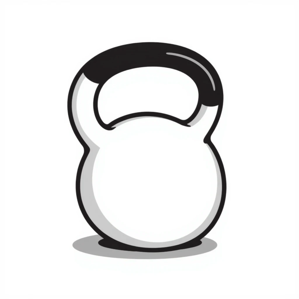 A kettlebell with handle in pastel colors (dd9fb0, ffc6d3, a3bfc9, c4bee2, f1b091), hand-drawn doodle style emoji