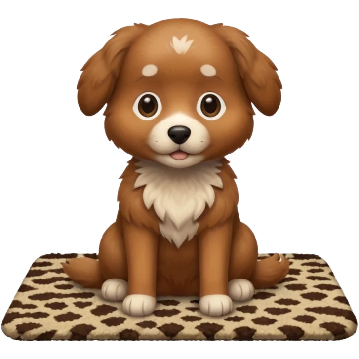 Make a cute brown dog i a carpet emoji