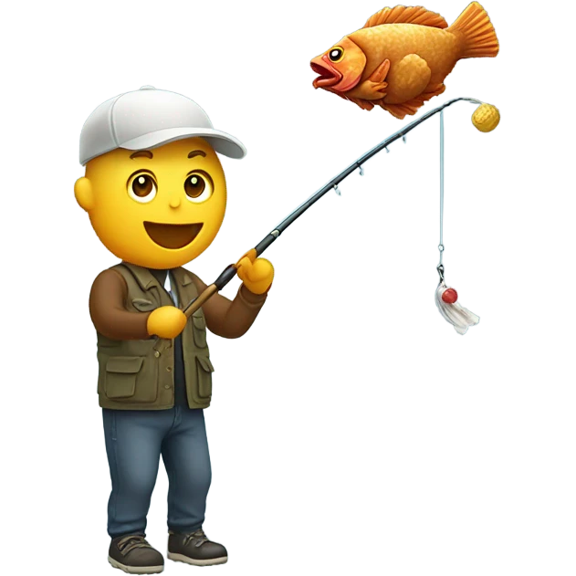 person fishing with fried chicken on the fishing pole emoji
