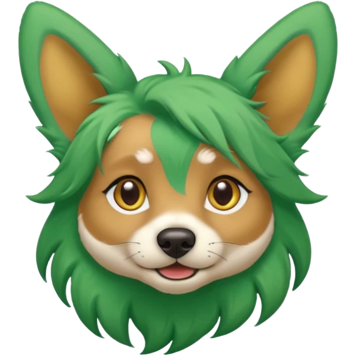 green haired dog with big ear piercing on tip of the ear emoji