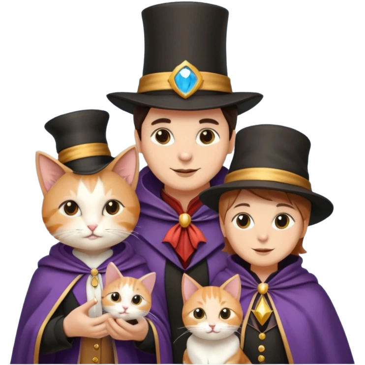 magician couple and their pet cat emoji