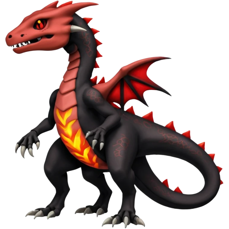 Black and magmatic Salazzle-Cubone-Salandit-Charmeleon-fusion (full body) emoji
