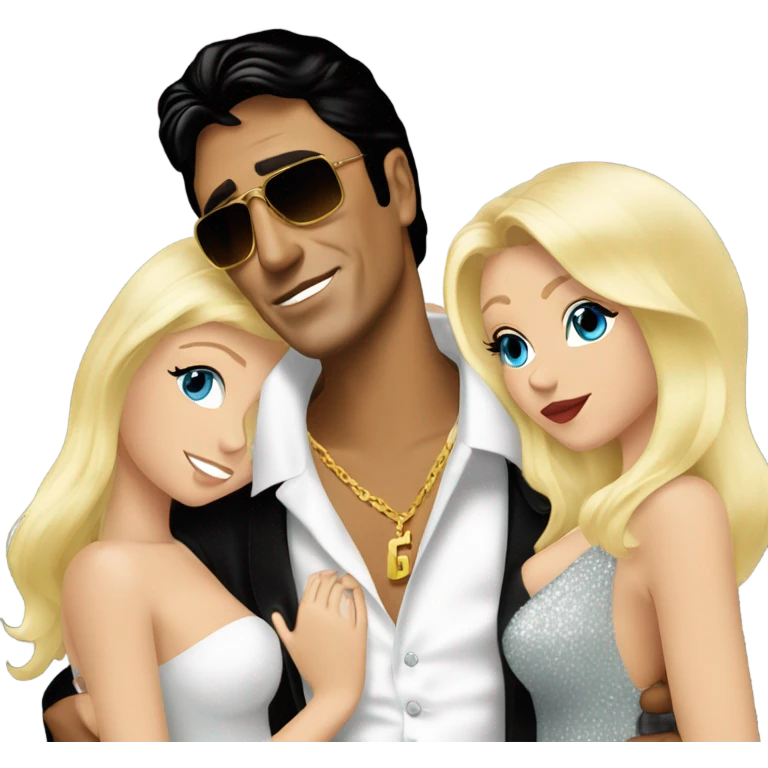 Tony Montana with 2 beautiful blondes hugging him emoji