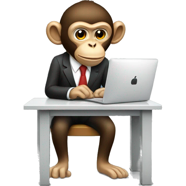 Monkey banker at a computer.  emoji