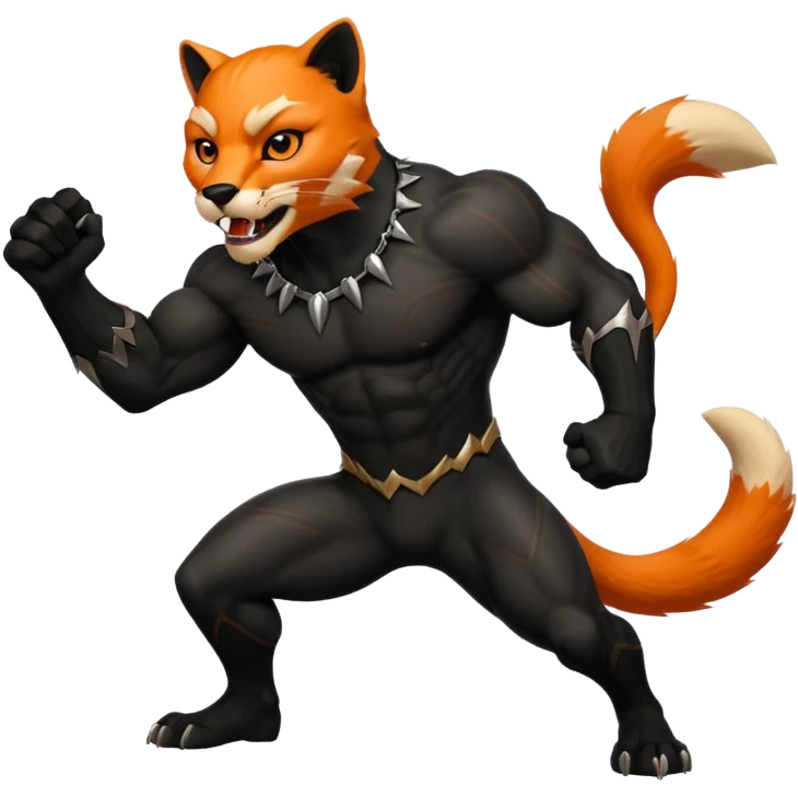 A black panther but it is killing orange colored fox emoji