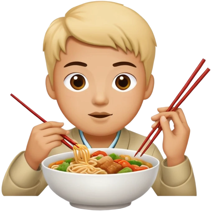 person eating chinese food emoji