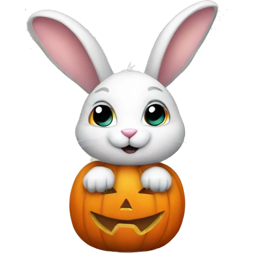 Bunny in pumpkin emoji