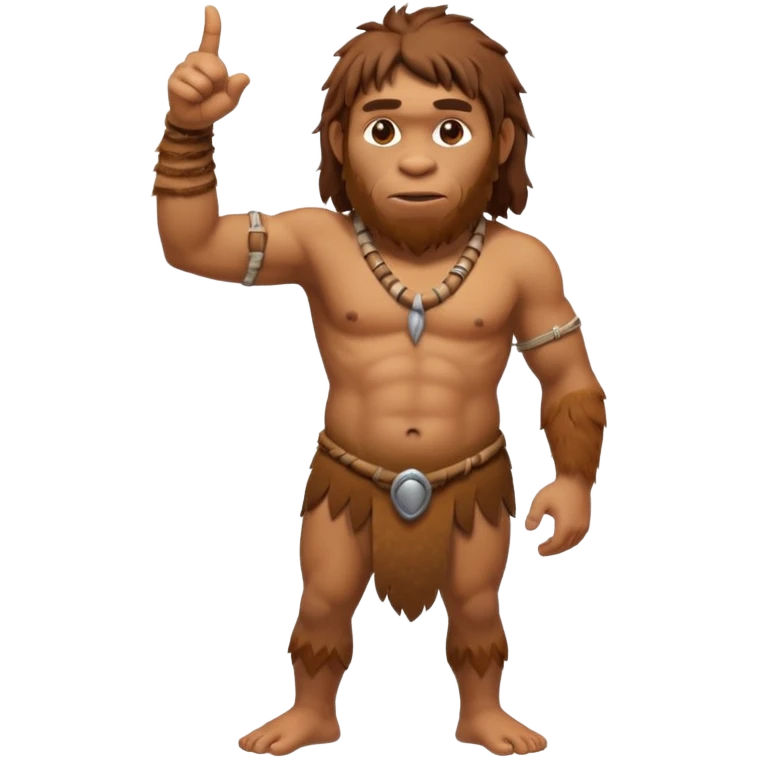 A full-bodied Neanderthal, dressed in a loincloth, points his thumb to the right
 emoji