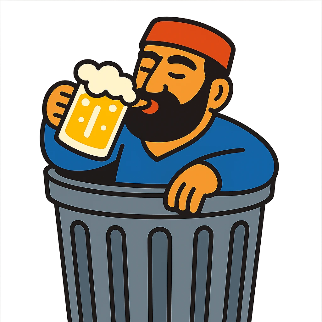 Armenian man drinking beer in a trash can emoji