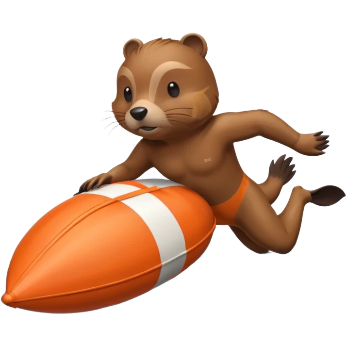 A focused beaver swimmer wearing a racing suit, diving past a floating buoy.


 emoji